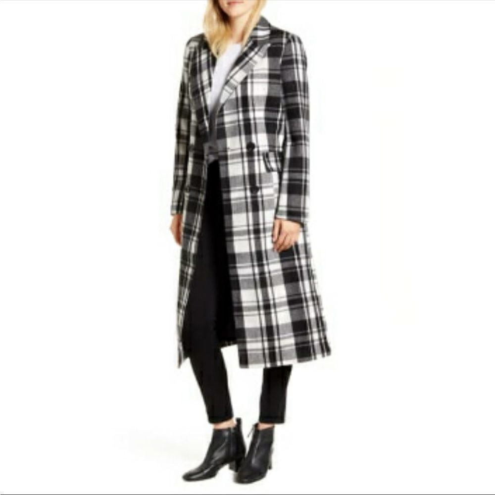 Halogen Checkered Peacoat black/white size 12 NWT